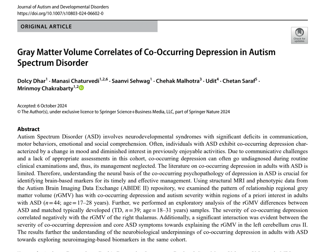 Autism Spectrum Disorder + Depression