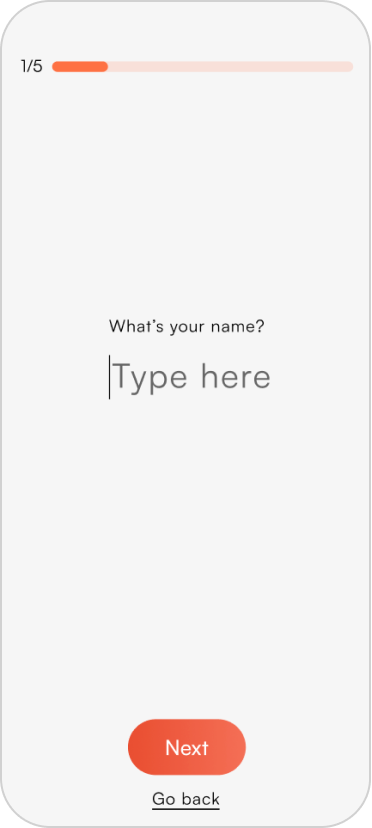 Before image of the onboarding screen, showing a less visible back button and no option for voice input.