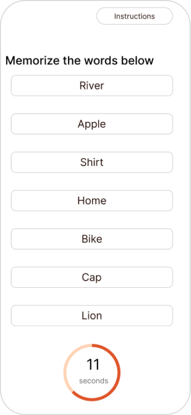 Before image of the onboarding screen, showing a timer and boundaries around the exercises.